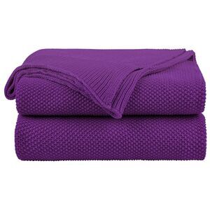 Cotton Knit Blanket Soft Lightweight Throw Blanket for Sofa Couch Purple